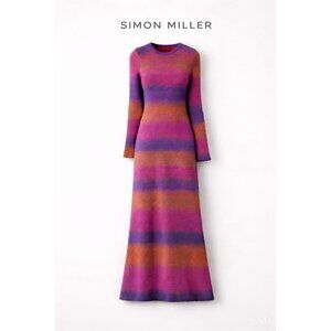 Simon Miller Axon Rib Knit Midi Sweater Dress Ombre Stripe Long Sleeve size M